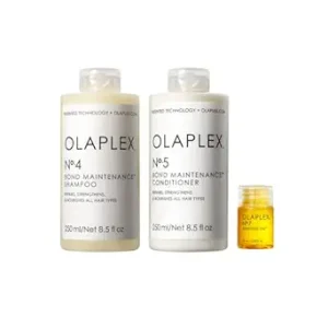 Olaplex Wash and Shine Hair Kit: No. 4, 5, 7, Shampoo & Conditioner Set to Cleanse, Hydrate, & Control Frizz Up to 72 Hours, Bonding Oil for Shine & Protect, For All Hair Types