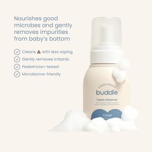 Clean Cheeks Foam Cleanser No-Rinse Baby Cleansing for Sensitive Skin, Paraben & Fragrance-Free, Pediatrician & Dermatologist Tested, 6.7oz