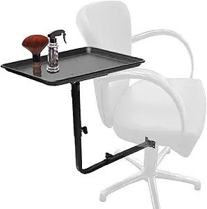 Salon Tray to Chair, Barbershop 360 Degree Rotating Hair Stylist Steel Hairstylist Tray attaches to Chair(Extended Screws), Rotating Barber Tray on Chair Height-adjustable Tattoo Barber Chair Tray
