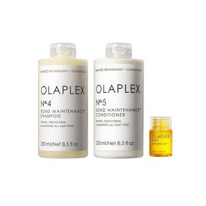 Olaplex Wash and Shine Hair Kit: No. 4, 5, 7, Shampoo & Conditioner Set to Cleanse, Hydrate, & Control Frizz Up to 72 Hours, Bonding Oil for Shine & Protect, For All Hair Types