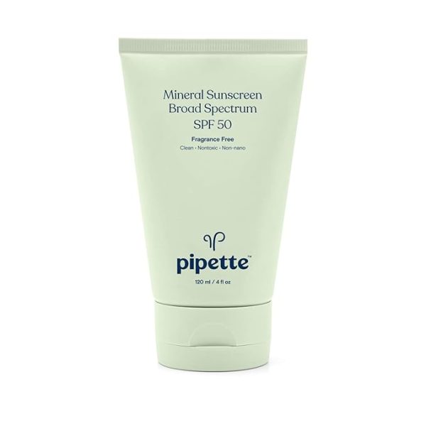 Pipette Mineral Sunscreen - SPF 50 Broad Spectrum Baby Sunblock with Non-Nano Zinc, UVB/UVA Non-Toxic Sun Protection for Kids & Sensitive Skin, 4 fl oz