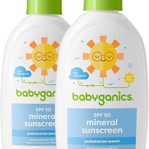 Babyganics SPF 50 Baby Sunscreen Spray | UVA UVB Protection | Octinoxate & Oxybenzone Free | Water Resistant, Unscented, 6 Fl Oz (Pack of 2)