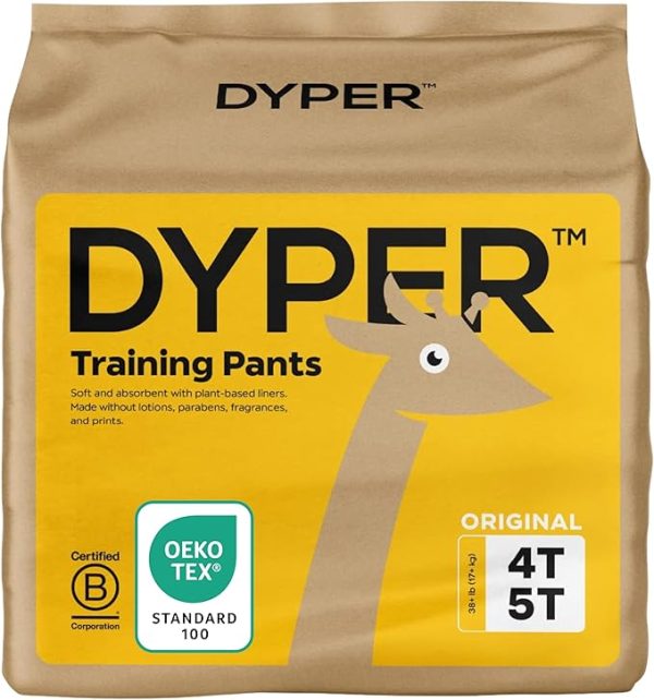 DYPER - Toddler Pull Up Style Potty Training Pants Girls/Boys Day & Overnight Protection - Made with Plant-Based*, Honest Ingredients, Hypoallergenic -Size 4T-5T (22 Count)