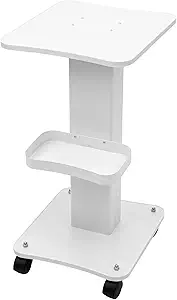Multi-Salon Trolley Esthetician Cart, 3 Tier Beauty SPA Facial Rolling Tray Organizer Stand, Mobile Beauty Equipment Trolley, with Wheels, White