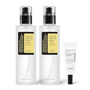 COSRX Glass Skin Starter Set, Amazon Exclusive, Advanced Snail 96% Mucin Power Essence & Retinol 0.1% Cream Mini Sample, Daily Hydrating & Firming Korean Skin Care Kit, Gift Set