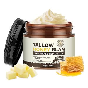 Beef Tallow for Skin, Tallow Face Moisturizer, Organic Grass-Fed Beef Tallow Balm with Raw Honey Blend, Hands, Body & Face Moisturizer, Natural Formula, Light Scent for Women and Men