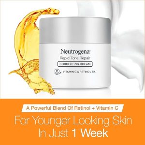Neutrogena Retinol + Vitamin C Correcting Cream, Rapid Tone Repair Face & Neck Cream with Hyaluronic Acid for Dark Spots, Fine Lines & Wrinkles, 1.7 oz
