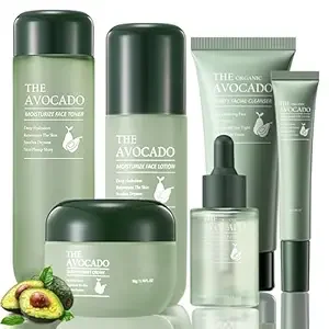 Avocado Facial Set - 6PCS, Cleansing to Lotion to Rich Cream, Korean, Anti-Aging Women's Gift