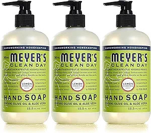 MRS. MEYER'S CLEAN DAY Liquid Hand Soap, Cruelty-Free, and Biodegradable Hand Wash Made with Essential Oils, Lemon Verbena Scent, 12.5 Oz (Pack of 3)