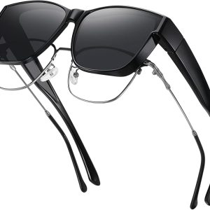 GEGURI Polarized Sunglasses Fit Over Glasses for Men Women, Oversized Square Sun Glasses UV400 Protection Shades