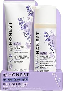 The Honest Company 2-in-1 Cleansing Shampoo + Body Wash and Face + Body Lotion Bundle | Gentle for Baby | Naturally Derived | Lavender Calm, 18.5 fl oz