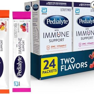 Pedialyte with Immune Support, Electrolytes with Vitamin C and Zinc, Advanced Hydration with PreActiv Prebiotics, Mixed Berry & Fruit Punch, Electrolyte Drink Powder Packets, 6 count (Pack of 4)
