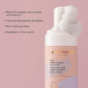 Evereden Kids Face Wash: Cool Peach, 3.4 fl oz. | Gentle Kids Skin Care | Non-toxic and Clean Ingredients | Multi-Vitamin Skin Care for Kids
