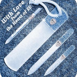 Genuine Czech Glass Nail File Set by GLADZY - Callus Remover Foot Rasp, Cuticle Pusher Manicure Stick, Double Sided Etched Different Grit Surface, Professional Nail Care Tool Kit, Made in EU