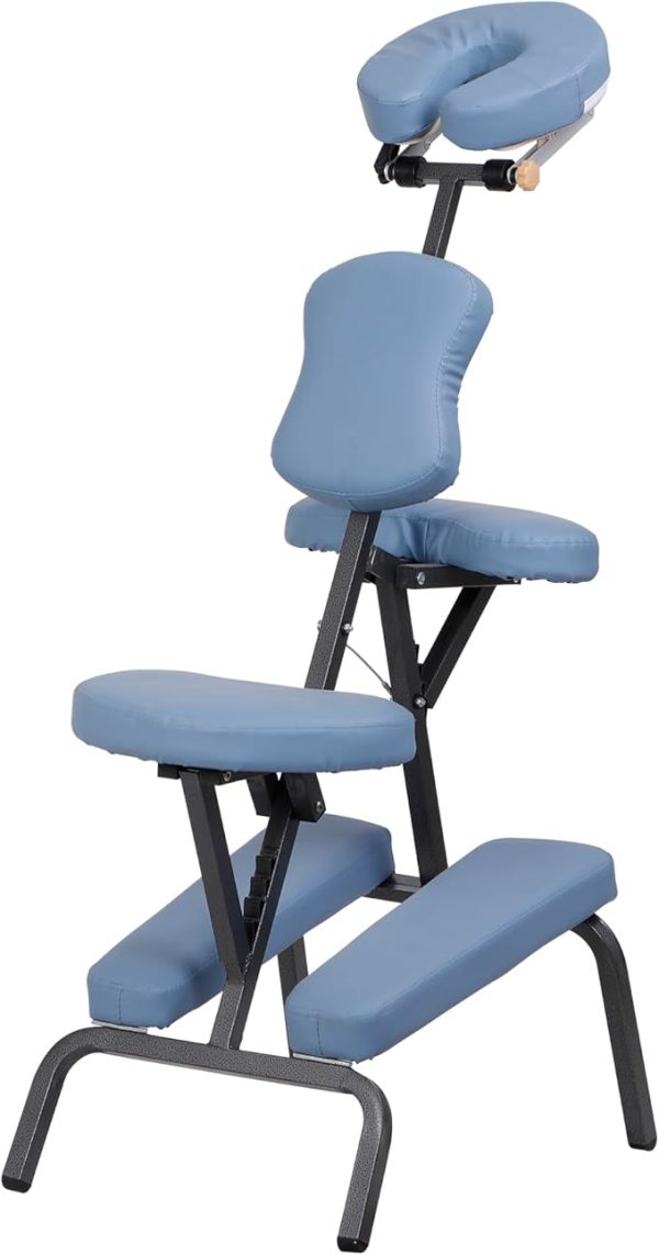 Nova Microdermabrasion Portable Massage Chair Foldable Tattoo Therapy Chair 4 Inches Thickness Sponge Face Cradle Spa Salon Massage Chair (Blue)