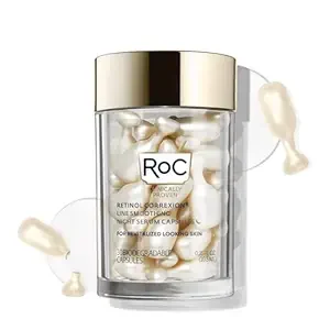 RoC Retinol Correxion Anti-Aging Wrinkle Night Serum, Daily Line Smoothing Skin Care Treatment for Fine Lines, Post-Acne Scars, 30 Individual Capsules, Unscented, 0.35 Fl Oz