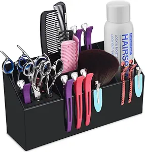 Noverlife Hair Scissors Large Storage Box, Shear Holder for Hair Salon, Scissor Holder, Hairdressing Combs Clips Scissors Professional Hairdressing Combs, Clips, Brushes Storage Racks Tool Box - Black
