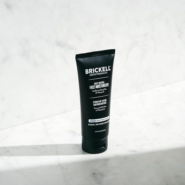 Brickell Men's Daily Defense SPF20 Face Moisturizer for Men, Natural & Organic, Zinc Oxide Face Moisturizing Mineral Sunscreen, Hydrates & Protects Skin Against Harmful UVA/B rays, 3.4oz, Unscented