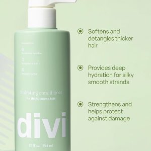 divi Hydrating Conditioner for Women and Men - Softens, Detangles, and Strengthens Hair - Nourishing Formula for All Hair Types, Including Dry, Frizzy, and Color-Treated Hair - 12 Fl Oz