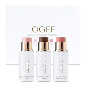 Ogee Face Stick Radiant Collection Trio - Contour Stick Makeup Collection - Certified Organic Contour Palette - Includes Bronzer Stick, Blush Stick & Highlighter Stick
