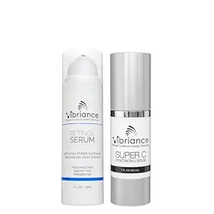 Vibriance Dynamic Duo Skincare Bundle | Super C Vitamin Serum, Retinol Skin Care Set - Age-Defying Night and Day Retinol and Vitamin C Serum for Face Routine Skincare Kit