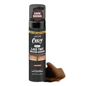 The MORE 3-in-1 Lace Tint Mousse| Concealer for Lace Wigs, Hair Pieces, and Toupees - Foaming Colored Edge Tamer (6.76 Fl Oz, Dark Brown)