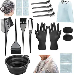 21Pcs Hair Dye Kit Professional Hair Coloring Products with Hair Dye Brush, Hair Color Bowl, Hair Clips, Applicator, Earcover for Salon Bleaching & Hair Coloring at Home