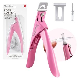 MelodySusie Acrylic Nail Clippers, Professional Nail Clippers Cutters for Acrylic Nails Fake Nail Tips, Adjustable Stainless Nail Trimmer, Manicure Tool for Salon Home Nail Art, Pink