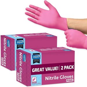 Inspire Pink Disposable Nitrile Gloves - Hair & Nail Salon, Esthetician Use