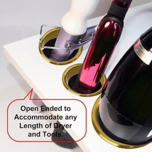 Hair Dryer Holder, Salon Hair Styling Station Organizer, 3pcs (Golden, Stainless Steel, Heat & Burn Resistant, Diameter: 3'' & 2'')