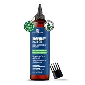 Botanic Hearth 100% Pure Rosemary Oil For Hair Growth (6.7 fl oz) Infused With Biotin, Jojoba & castor Oil | Hair strengthening Treatment | Nourishing & Volumizing | Non GMO Verified