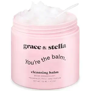 grace & stella Makeup Remover Cleansing Balm - Hydrating Facial Cleanser with Vitamin E for Soft, Nourished Skin - Melt Stubborn Waterproof Make Up, Mascara, Eye Liner - Vegan Skincare (102g/ 4.3 oz)