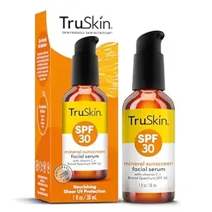 TruSkin Mineral SPF 30 Sunscreen for Face – Universal Tinted Face Serum with Zinc Oxide, Vitamin C, Hyaluronic Acid & Ceramides – Sheer Broad Spectrum UV Protection, All Skin Types & Tones, 1fl oz