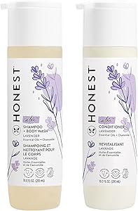 The Honest Company Silicone-Free Conditioner & 2-in-1 Cleansing Shampoo + Body Wash Duo | Gentle for Baby | Naturally Derived | Lavender Calm, 20 fl o