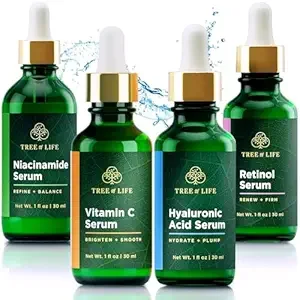 Tree of Life Beauty Facial Skin Care Set, Brightening, Firming, Hydrating, Dry Face, Dermatologist Tested - Niacinamide + Vitamin C + Retinol + Hyaluronic Acid Serum - 4 count of 1 Fl Oz Visit the Tree of Life Beauty Store