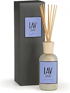 Archipelago Botanicals Lavande Reed Diffuser, Home Fragrance Reed Diffuser, Includes Fragrance Oil, Decorative Wooden Cap & 10 Diffuser Reeds, Perfect for Home, Office or Gift, 7.85 fl oz