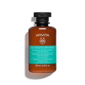 APIVITA Oily Roots & Dry Ends Shampoo | Cleasnes, Balances Scalp Oil & Repairs Ends with Nettle & Propolis, 250 mL / 8.45 oz