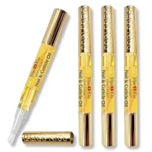 Bliss Kiss | Crisp Fragrance 4 Nail Oil Cuticle Pens w/Vitamin E & Jojoba⏤Nail Strengthener Nail Growth Treatment for Brittle Peeling Breaking Thin Nails