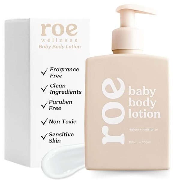 Roe Wellness- Baby Lotion Moisturizer Fragrance-Free | Great For Sensitive Skin Lightweight Moisturizing Lotion | For Babies, Infants, Kids and More