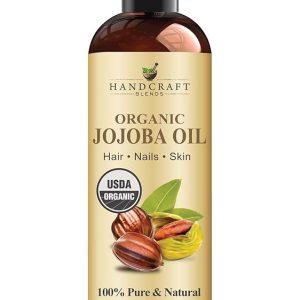Handcraft Blends USDA Organic Jojoba Oil - Cold-Pressed 8 Fl Oz - 100% Pure and Natural - Premium Grade Carrier Oil for Skin and Hair - Hair and Body - Massage - Hexane-Free