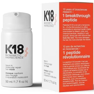 K18 Leave-In Molecular Hair Mask, Repairs Dry or Damaged Hair, Reverse Hair Damage from Bleach, Color, Chemical Services & Heat