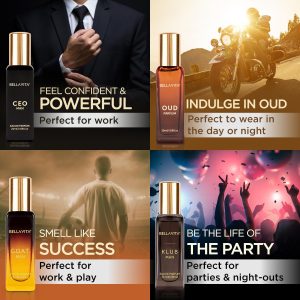 BellaVita Luxury Perfume for Men Gift Set (4 x 20ml) | Gifts for Men | Fragrance Includes KLUB, OUD, CEO, GOAT Perfumes | Masculine, Woody, Citrusy, and Aromatic perfumes Fragrance for men