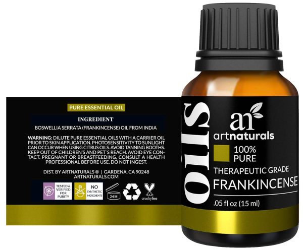 artnaturals 100% Pure Frankincense Essential Oil - (.5 Fl Oz / 15ml) - Natural Undiluted Therapeutic Grade – Premium Aromatherapy Quality Oil for Diffuser Internal Use, Skin, and Face - Frankensence