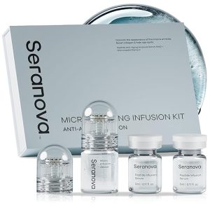 Micro Infusion for Skin Care – with Collagen Peptides & Hyaluronic Acid, Face Serum and Stamp 0.05mm - 3 Month Supply