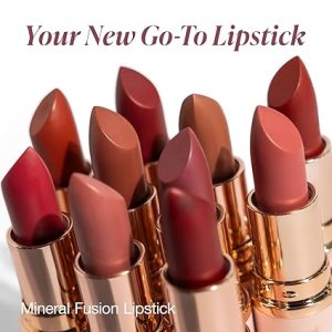 Mineral Fusion Lipstick, Vivid & Smudge-Free Lip Color with Avocado Oil, Cocoa Seed Butter & More, Long-Lasting Vegan Lipstick, FD&C Dye-Free, Cruelty-Free, Paraben-Free, Gluten Free, Prosecco