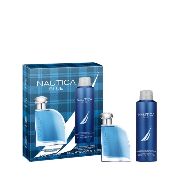 Nautica Blue Eau de Toilette + Deo Body Spray, Notes of Basil, Jasmine, and Cedarwood, Men's Fragrance, Long Lasting, Everyday Fragrance