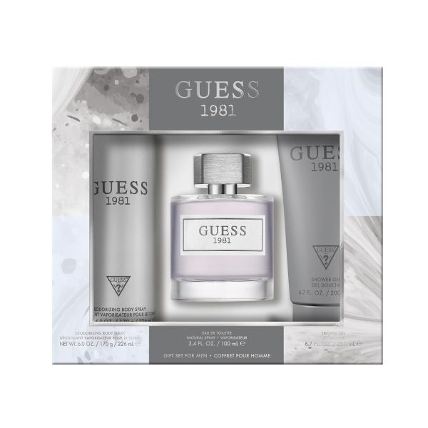 UESS 1981 Men/Homme Eau de Toilette 3 Piece Gift Set - Cologne Spray 3.4 Fl. Oz., Deodorizing Body Spray 6.0 Oz., & Shower Gel 6.7 Fl. Oz.