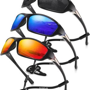 3 Pack Polarized Sports Sunglasses for Men, Mens Sunglasses Wrap Around UV400 Protection for Cycling Fishing Driving