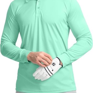 Men's Polo Shirt Long Sleeve Golf Shirts Lightweight UPF 50+ Sun Protection Cool Shirts for Men Work Fishing Outdoor
