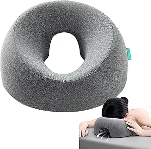 Face Down Pillows Massage Pillow for Bed Headrest Prone Down Sleeping，Face Cradle，BBL Pillow After Surgery Post Eye Surgery Recovery & Vitrectomy Recovery Equipment Removable Cover Grey